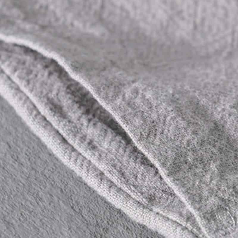 Chemises simples à manches longues et poches ouvertes sur le devant pour homme en coton ramie avec Buddha Stones - image 7