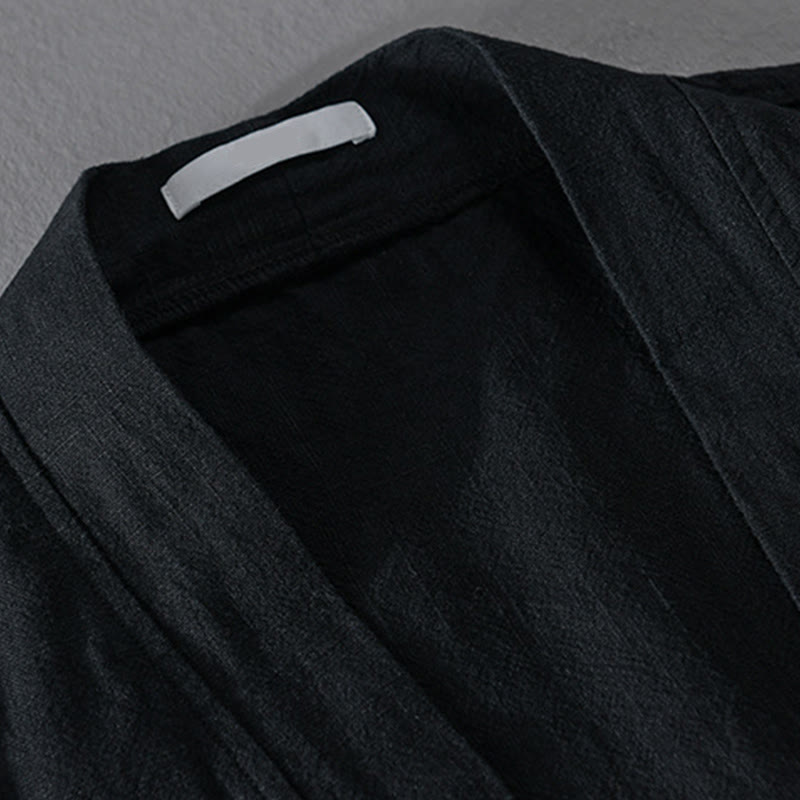 Chemises simples à manches longues et poches ouvertes sur le devant pour homme en coton ramie avec Buddha Stones - image 13