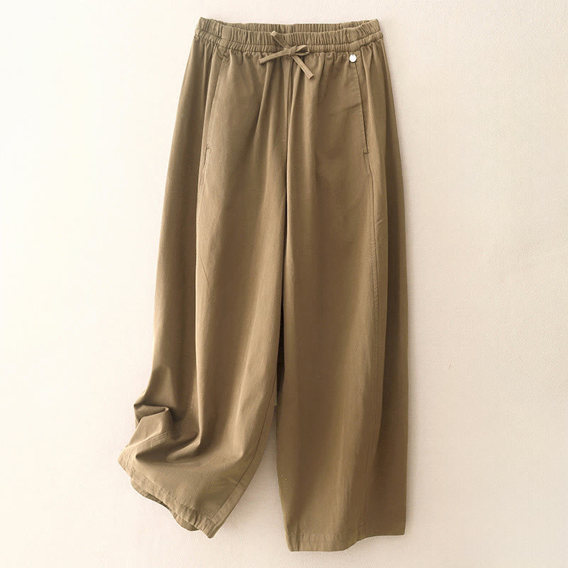 Pantalon sarouel en coton uni Buddha Stones pour femme, longueur 7-8, avec poches - BurlyWood - US8-10，UK/AU12-14，EU40-42 (2XL) - image 0