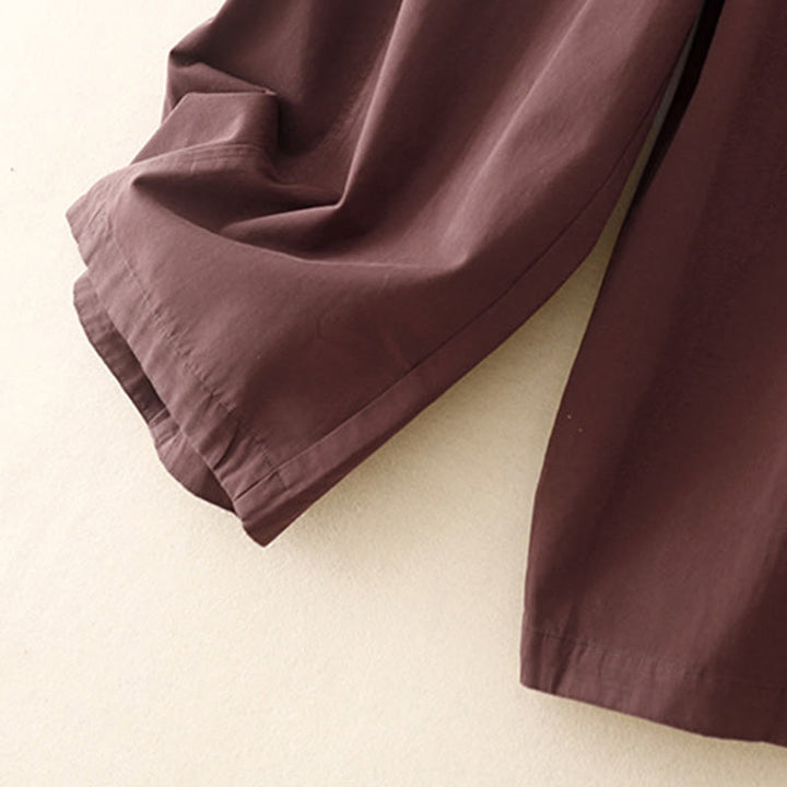 Pantalon sarouel en coton uni Buddha Stones pour femme, longueur 7-8, avec poches - image 9