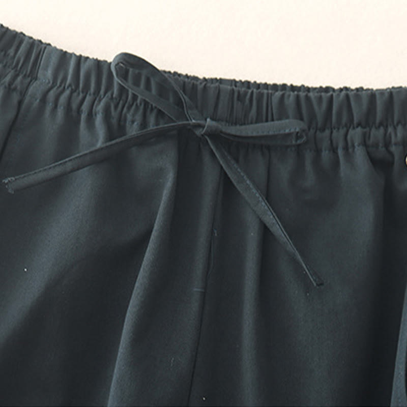 Pantalon sarouel en coton uni Buddha Stones pour femme, longueur 7-8, avec poches - image 18