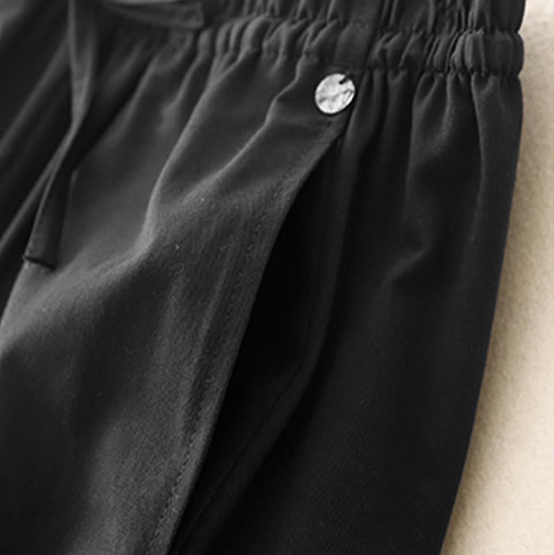 Pantalon sarouel en coton uni Buddha Stones pour femme, longueur 7-8, avec poches - image 15