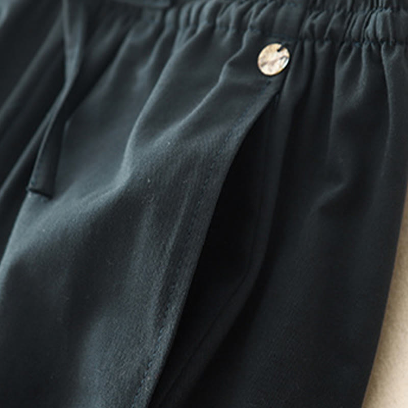 Pantalon sarouel en coton uni Buddha Stones pour femme, longueur 7-8, avec poches - image 19