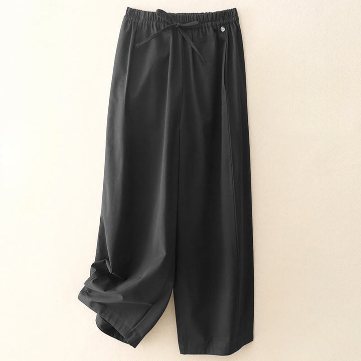 Pantalon sarouel en coton uni Buddha Stones pour femme, longueur 7-8, avec poches - Noir - US8-10，UK/AU12-14，EU40-42 (2XL) - image 13