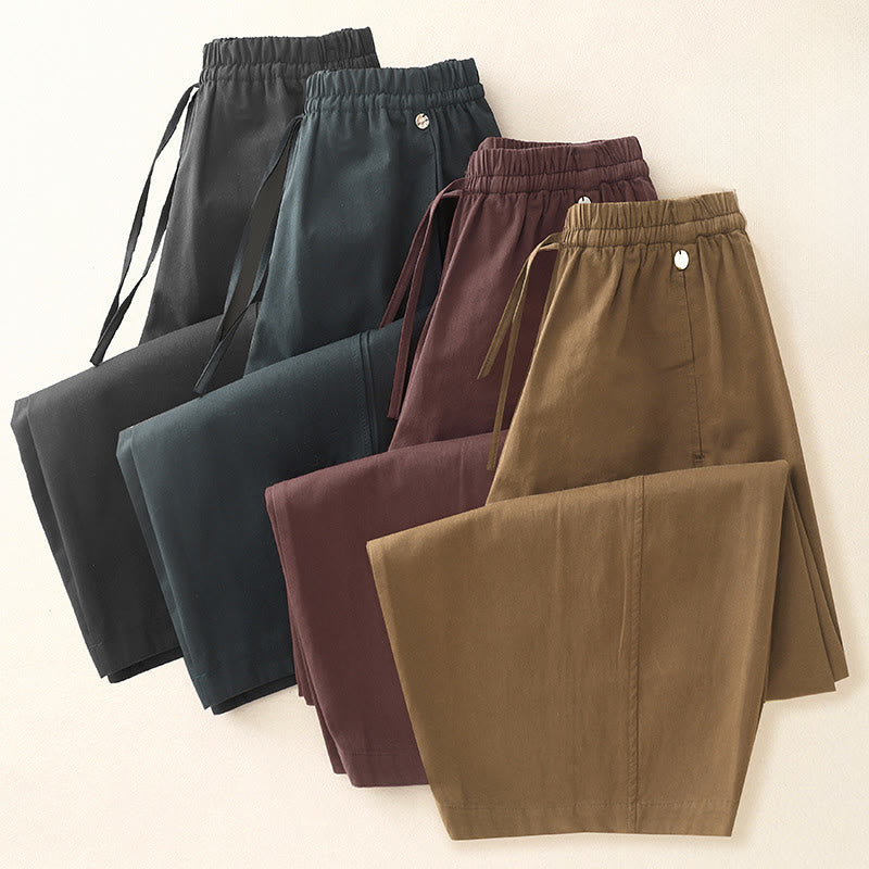 Pantalon sarouel en coton uni Buddha Stones pour femme, longueur 7-8, avec poches - image 23