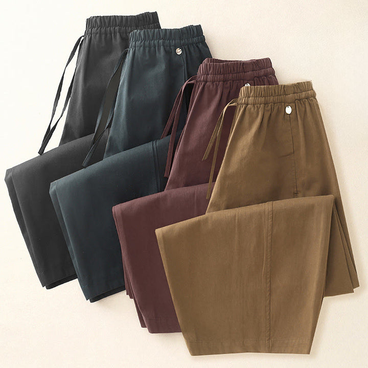 Pantalon sarouel en coton uni Buddha Stones pour femme, longueur 7-8, avec poches - image 23