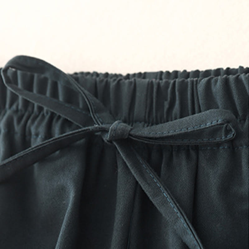 Pantalon sarouel en coton uni Buddha Stones pour femme, longueur 7-8, avec poches - image 20