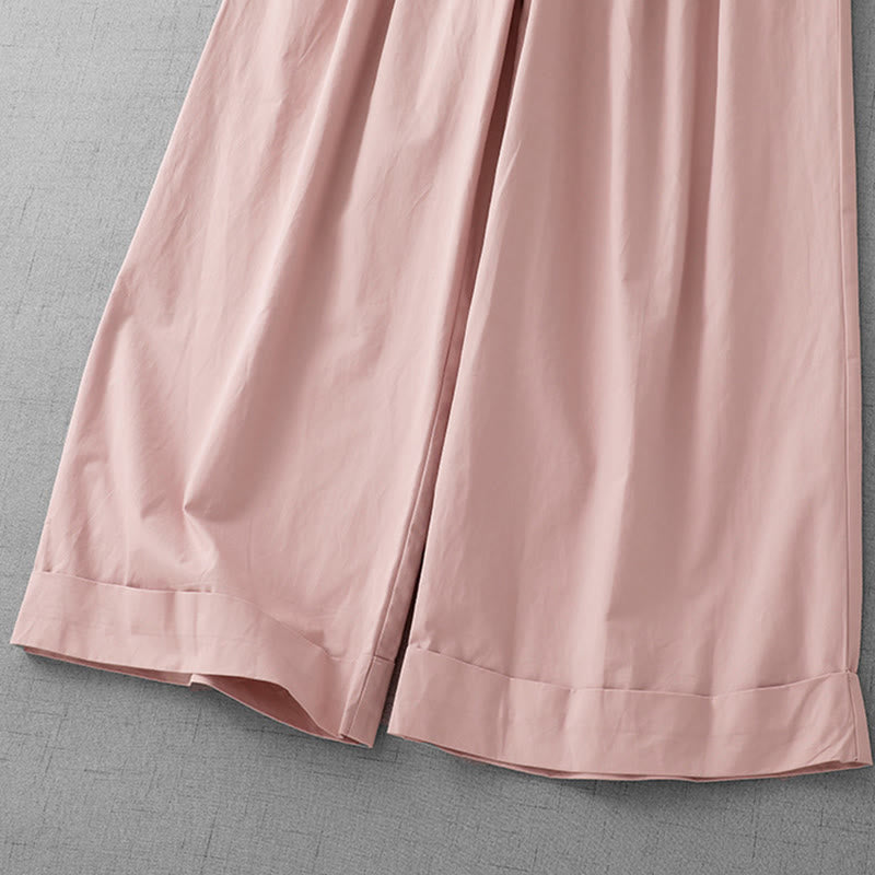 Pantalon large décontracté en polyester uni pour femme, longueur 7-8, avec poches, Buddha Stones - image 4