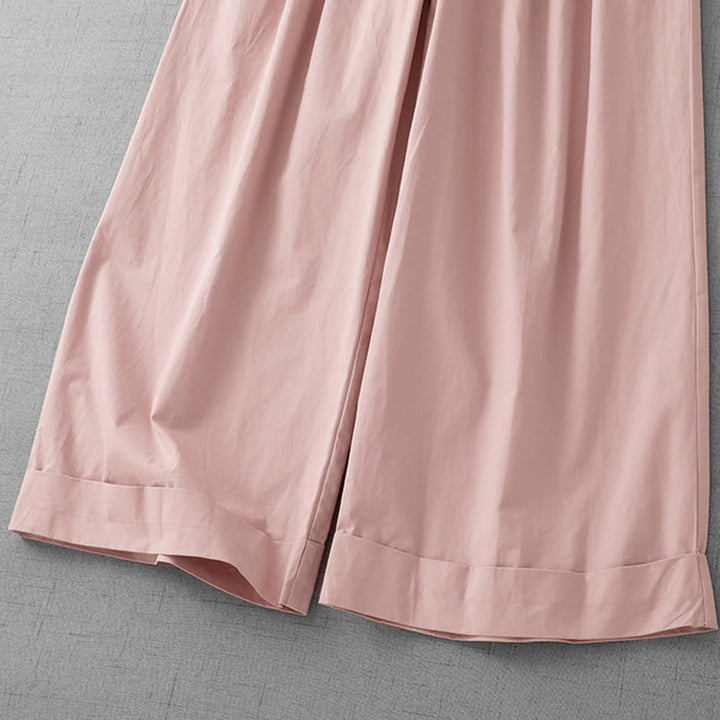 Pantalon large décontracté en polyester uni pour femme, longueur 7-8, avec poches, Buddha Stones - image 4