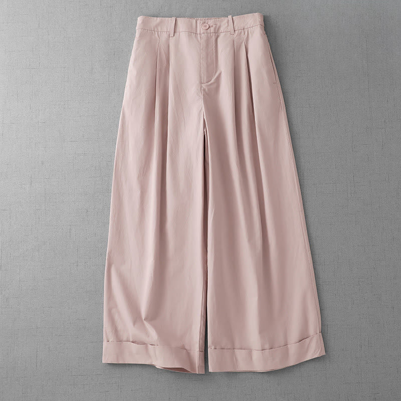 Pantalon large décontracté en polyester uni pour femme, longueur 7-8, avec poches, Buddha Stones - MistyRose - US14，UK/AU18，EU46 (2XL) - image 0