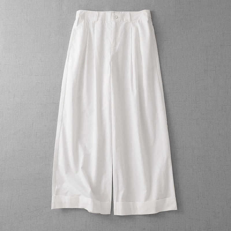 Pantalon large décontracté en polyester uni pour femme, longueur 7-8, avec poches, Buddha Stones - Neige - US14，UK/AU18，EU46 (2XL) - image 7