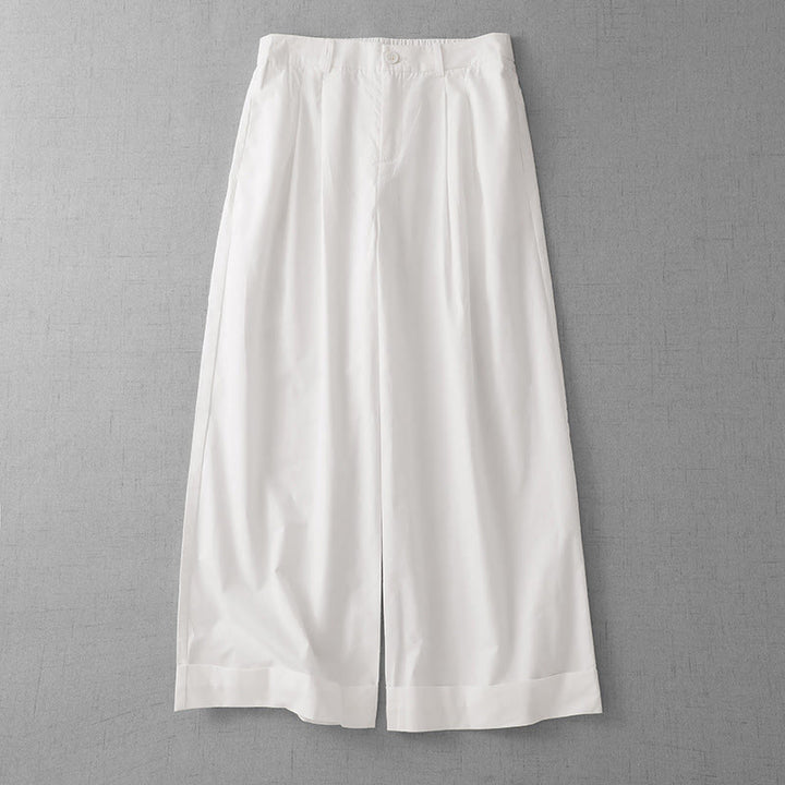 Pantalon large décontracté en polyester uni pour femme, longueur 7-8, avec poches, Buddha Stones - Neige - US14，UK/AU18，EU46 (2XL) - image 7