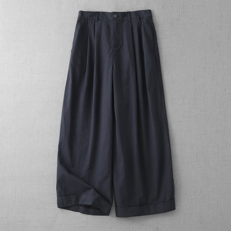 Pantalon large décontracté en polyester uni pour femme, longueur 7-8, avec poches, Buddha Stones - Bleu nuit - US14，UK/AU18，EU46 (2XL) - image 12