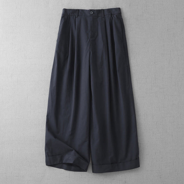 Pantalon large décontracté en polyester uni pour femme, longueur 7-8, avec poches, Buddha Stones - Bleu nuit - US14，UK/AU18，EU46 (2XL) - image 12