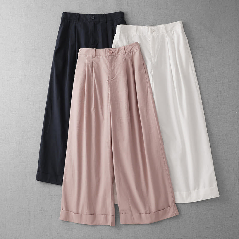 Pantalon large décontracté en polyester uni pour femme, longueur 7-8, avec poches, Buddha Stones - image 17