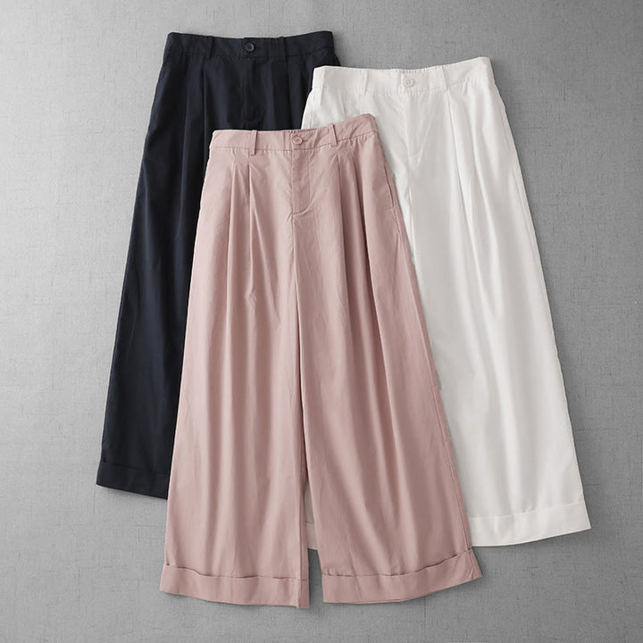 Pantalon large décontracté en polyester uni pour femme, longueur 7-8, avec poches, Buddha Stones - image 17