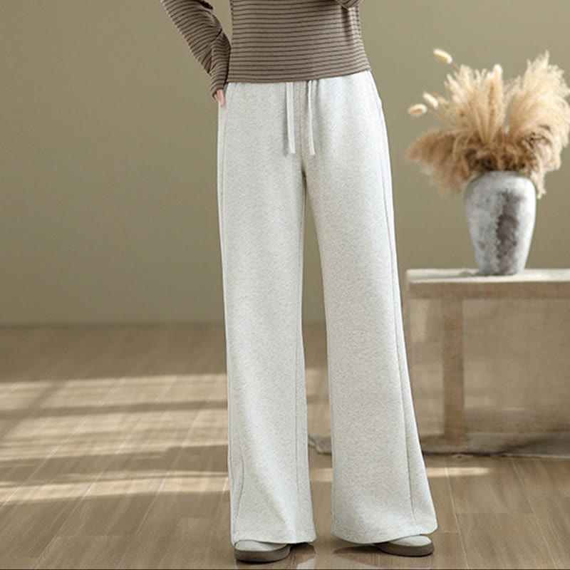 Pantalon large décontracté en coton uni avec poches pour femme Buddha Stones - image 5