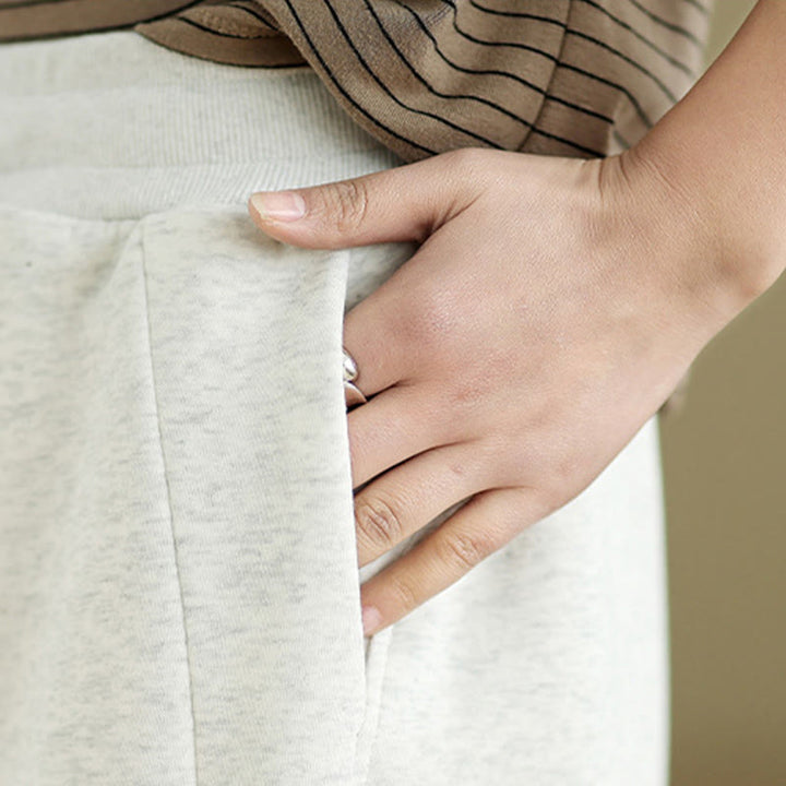Pantalon large décontracté en coton uni avec poches pour femme Buddha Stones - image 7