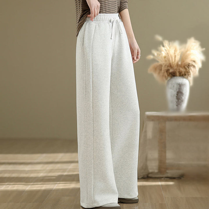 Pantalon large décontracté en coton uni avec poches pour femme Buddha Stones - image 3