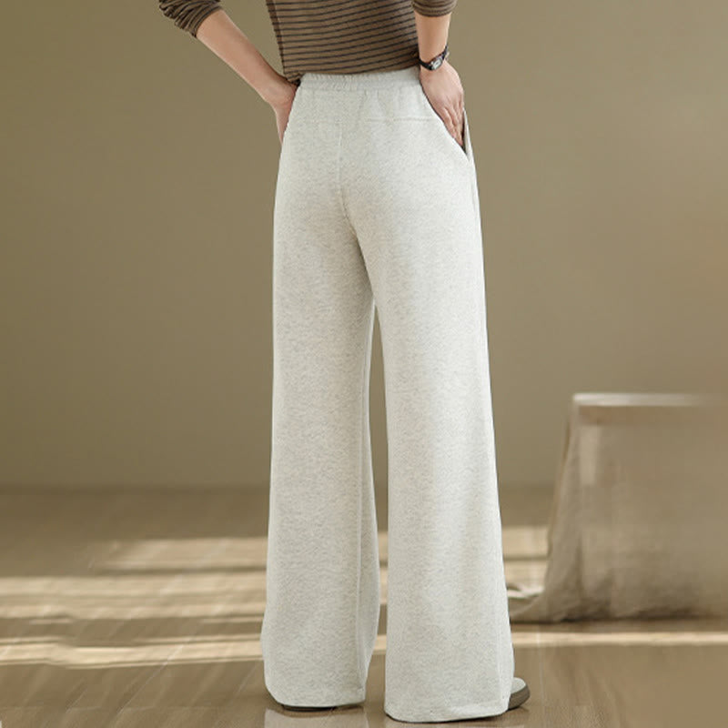 Pantalon large décontracté en coton uni avec poches pour femme Buddha Stones - image 1
