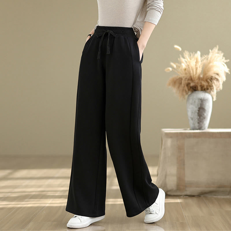 Pantalon large décontracté en coton uni avec poches pour femme Buddha Stones - image 15