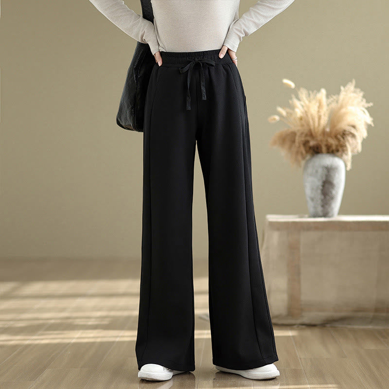 Pantalon large décontracté en coton uni avec poches pour femme Buddha Stones - Noir - US8-10，UK/AU12-14，EU40-42 (2XL) - image 10
