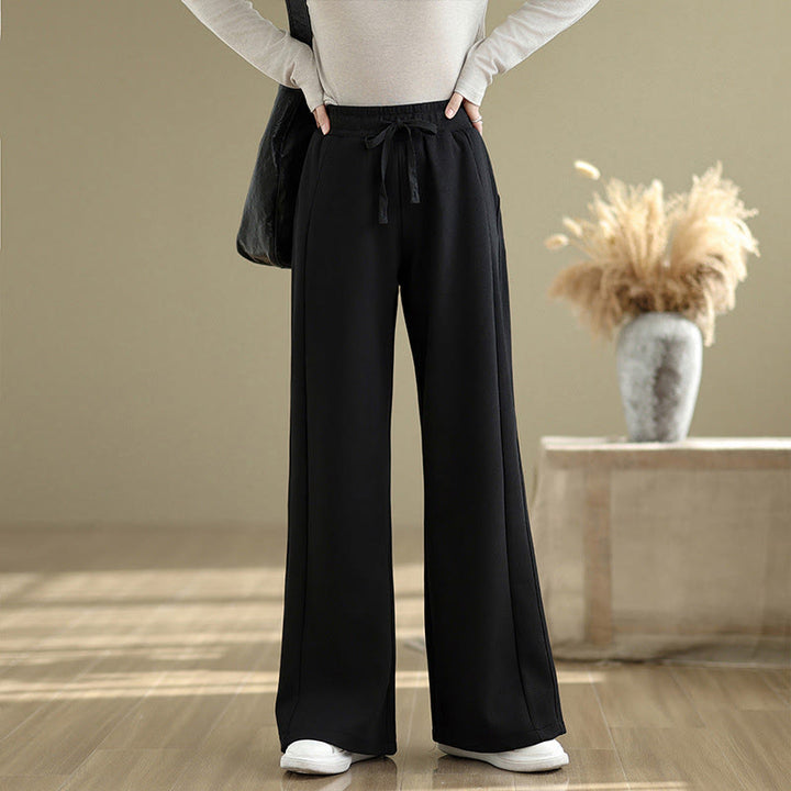 Pantalon large décontracté en coton uni avec poches pour femme Buddha Stones - Noir - US8-10，UK/AU12-14，EU40-42 (2XL) - image 10