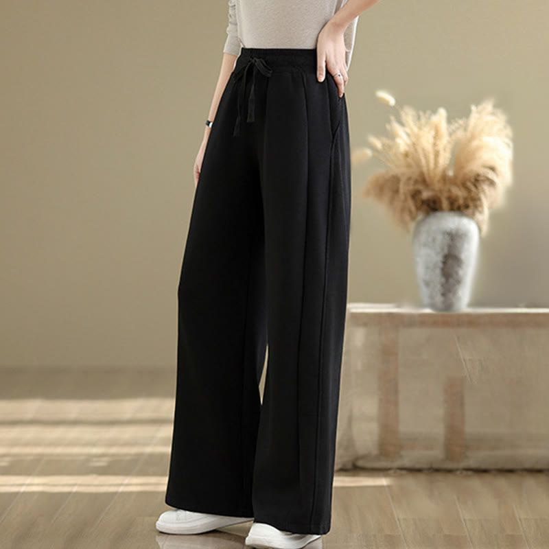 Pantalon large décontracté en coton uni avec poches pour femme Buddha Stones - image 13