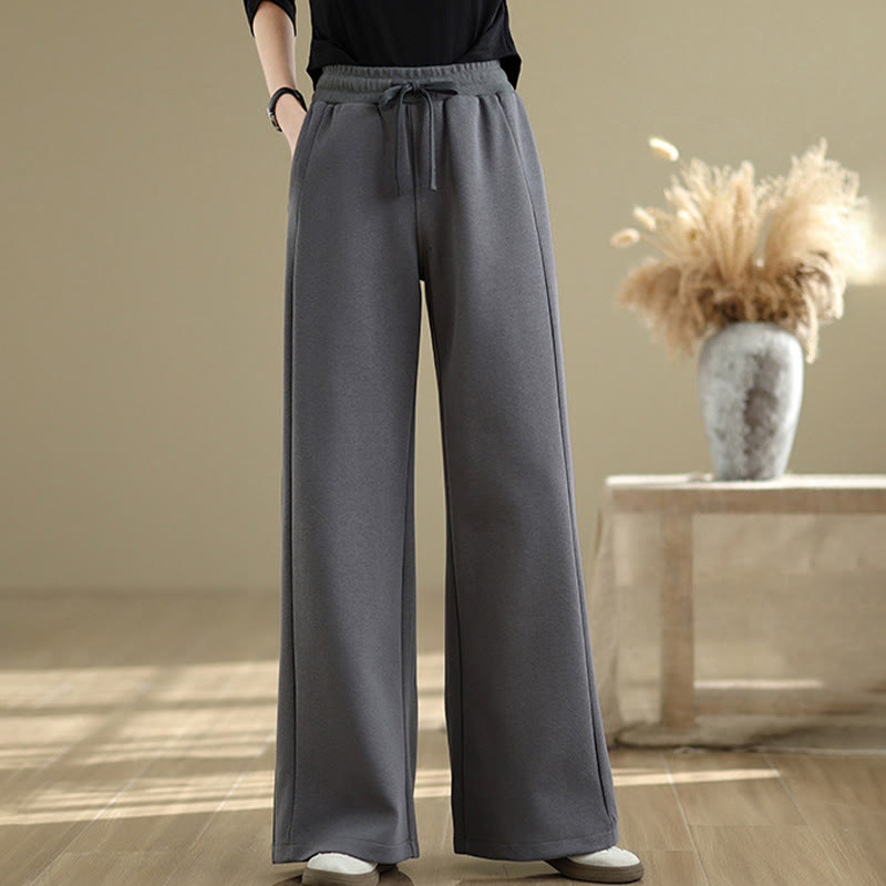 Pantalon large décontracté en coton uni avec poches pour femme Buddha Stones - image 20