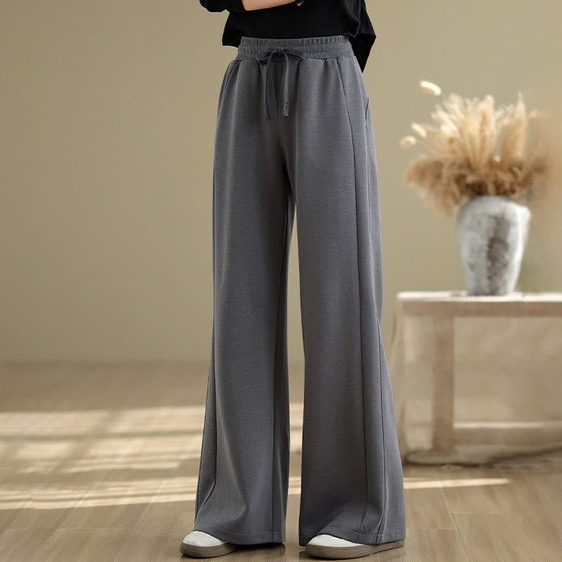 Pantalon large décontracté en coton uni avec poches pour femme Buddha Stones - image 19