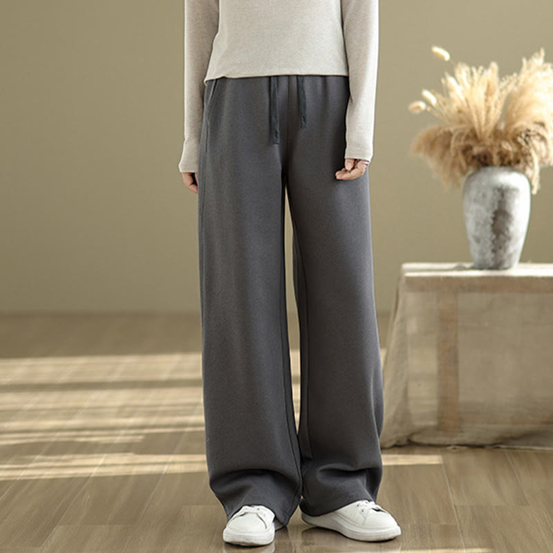 Pantalon droit décontracté en coton avec poches Buddha Stones pour femme - image 1