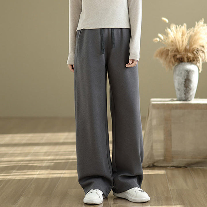 Pantalon droit décontracté en coton avec poches Buddha Stones pour femme - image 1