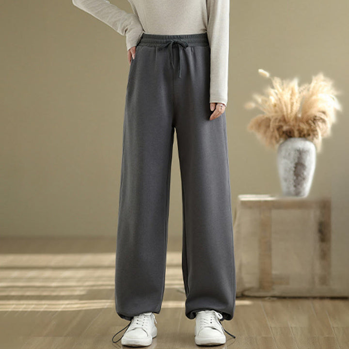 Pantalon droit décontracté en coton avec poches Buddha Stones pour femme - Gris sombre - US8-10，UK/AU12-14，EU40-42 (2XL) - image 0