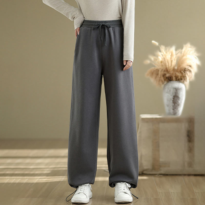 Pantalon droit décontracté en coton avec poches Buddha Stones pour femme - Gris terne - US8-10，UK/AU12-14，EU40-42 (2XL) - image 0