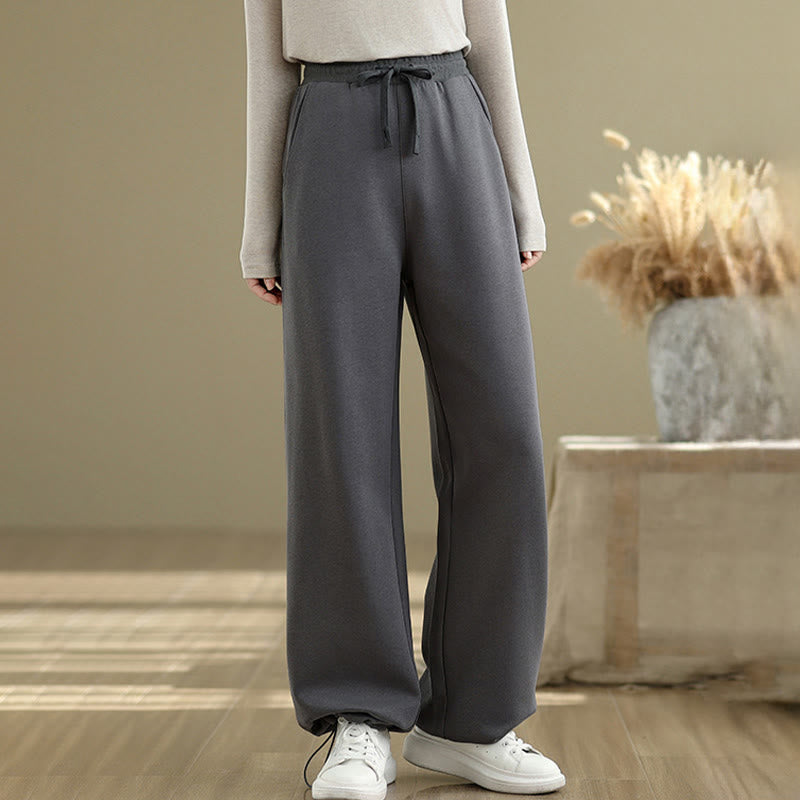 Pantalon droit décontracté en coton avec poches Buddha Stones pour femme - image 6