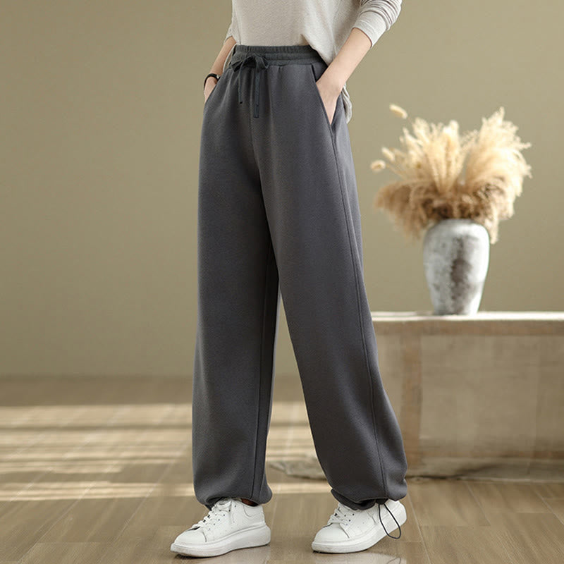 Pantalon droit décontracté en coton avec poches Buddha Stones pour femme - image 4