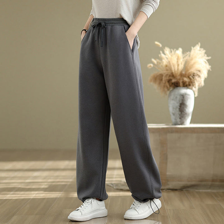 Pantalon droit décontracté en coton avec poches Buddha Stones pour femme - image 4