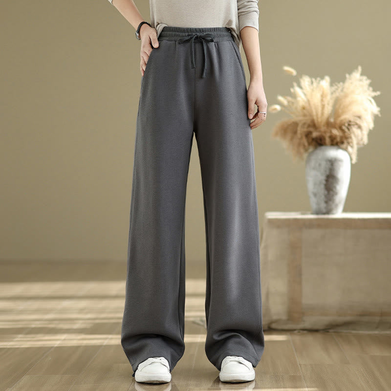 Pantalon droit décontracté en coton avec poches Buddha Stones pour femme - image 3