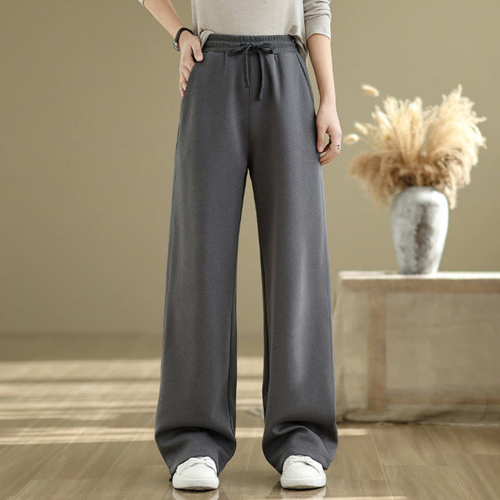 Pantalon droit décontracté en coton avec poches Buddha Stones pour femme - image 3