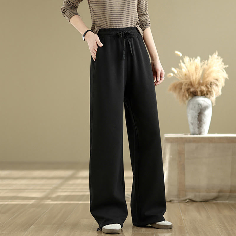 Pantalon droit décontracté en coton avec poches Buddha Stones pour femme - image 12