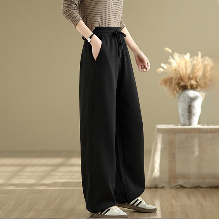 Pantalon droit décontracté en coton avec poches Buddha Stones pour femme - image 11