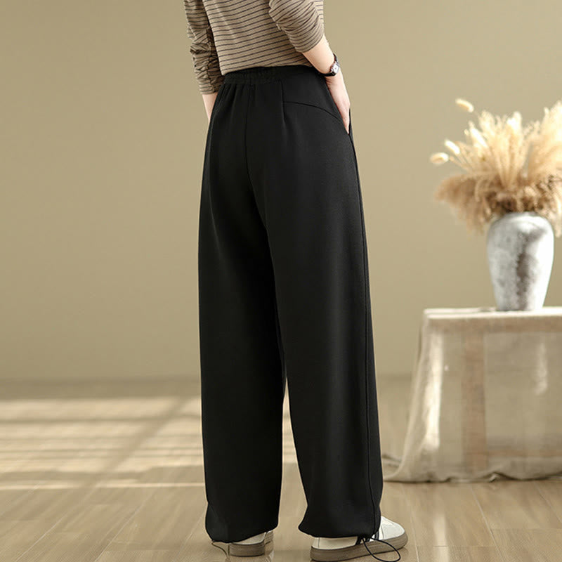 Pantalon droit décontracté en coton avec poches Buddha Stones pour femme - image 9
