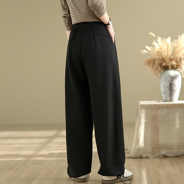 Pantalon droit décontracté en coton avec poches Buddha Stones pour femme - image 9