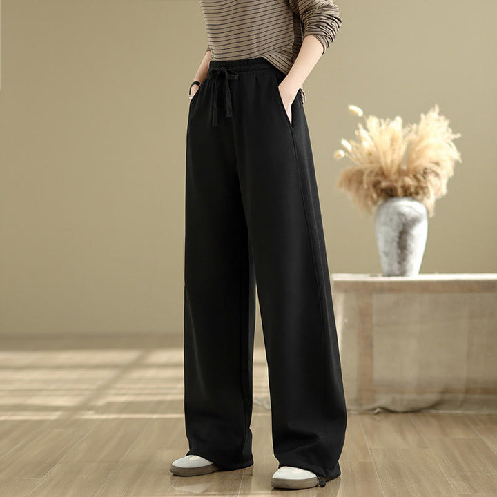 Pantalon droit décontracté en coton avec poches Buddha Stones pour femme - image 8