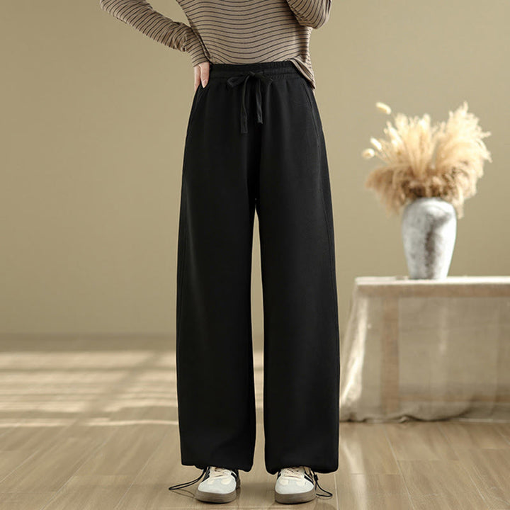 Pantalon droit décontracté en coton avec poches Buddha Stones pour femme - image 10