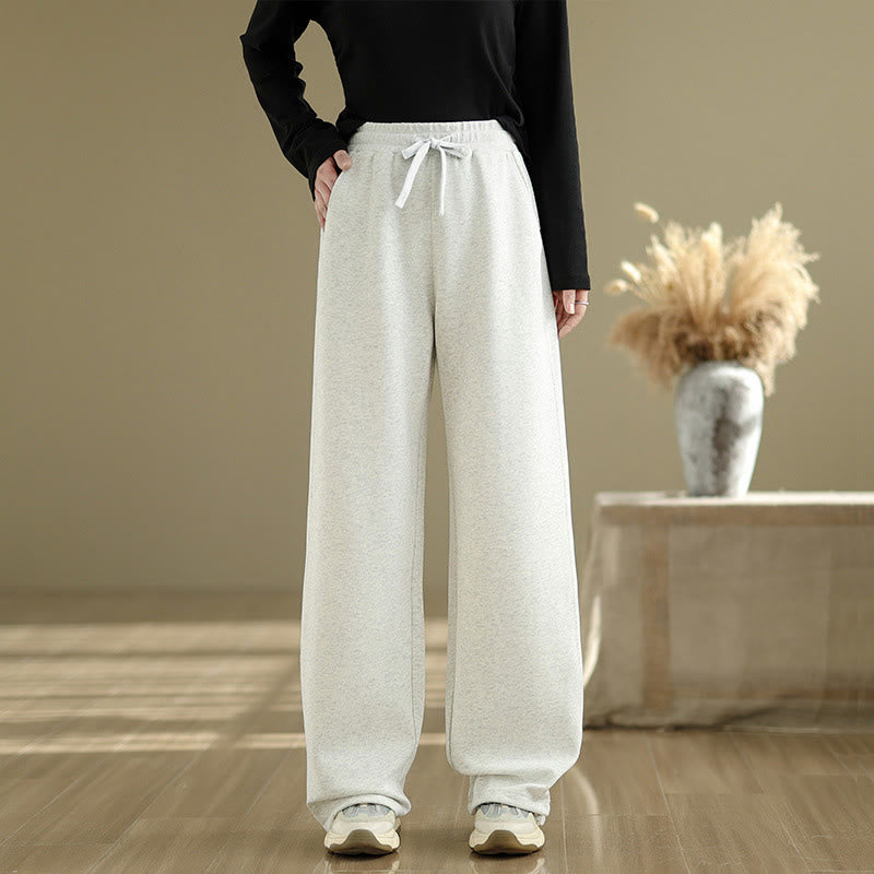 Pantalon droit décontracté en coton avec poches Buddha Stones pour femme - Fumée blanche - US8-10，UK/AU12-14，EU40-42 (2XL) - image 13