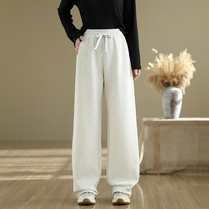Pantalon droit décontracté en coton avec poches Buddha Stones pour femme - Fumée blanche - US8-10，UK/AU12-14，EU40-42 (2XL) - image 13