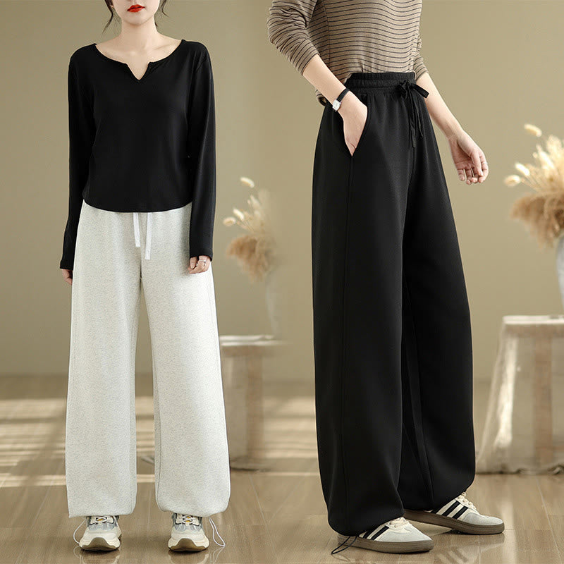 Pantalon droit décontracté en coton avec poches Buddha Stones pour femme - image 18
