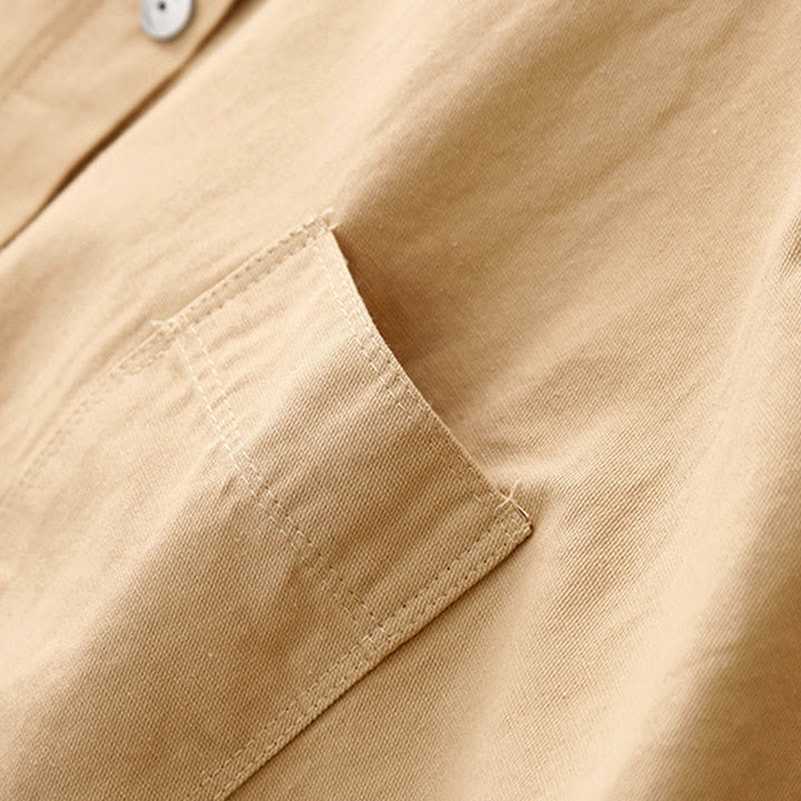 Chemise décontractée en coton uni à col montant et manches longues pour femme avec motif Buddha Stones - image 6