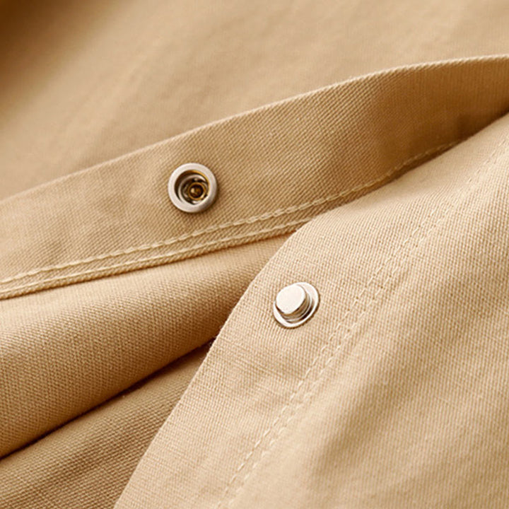 Chemise décontractée en coton uni à col montant et manches longues pour femme avec motif Buddha Stones - image 3